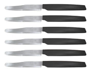 Set 6 Coltelli da Tavola Cucina Active Lama Seghettata Neri Pedrini