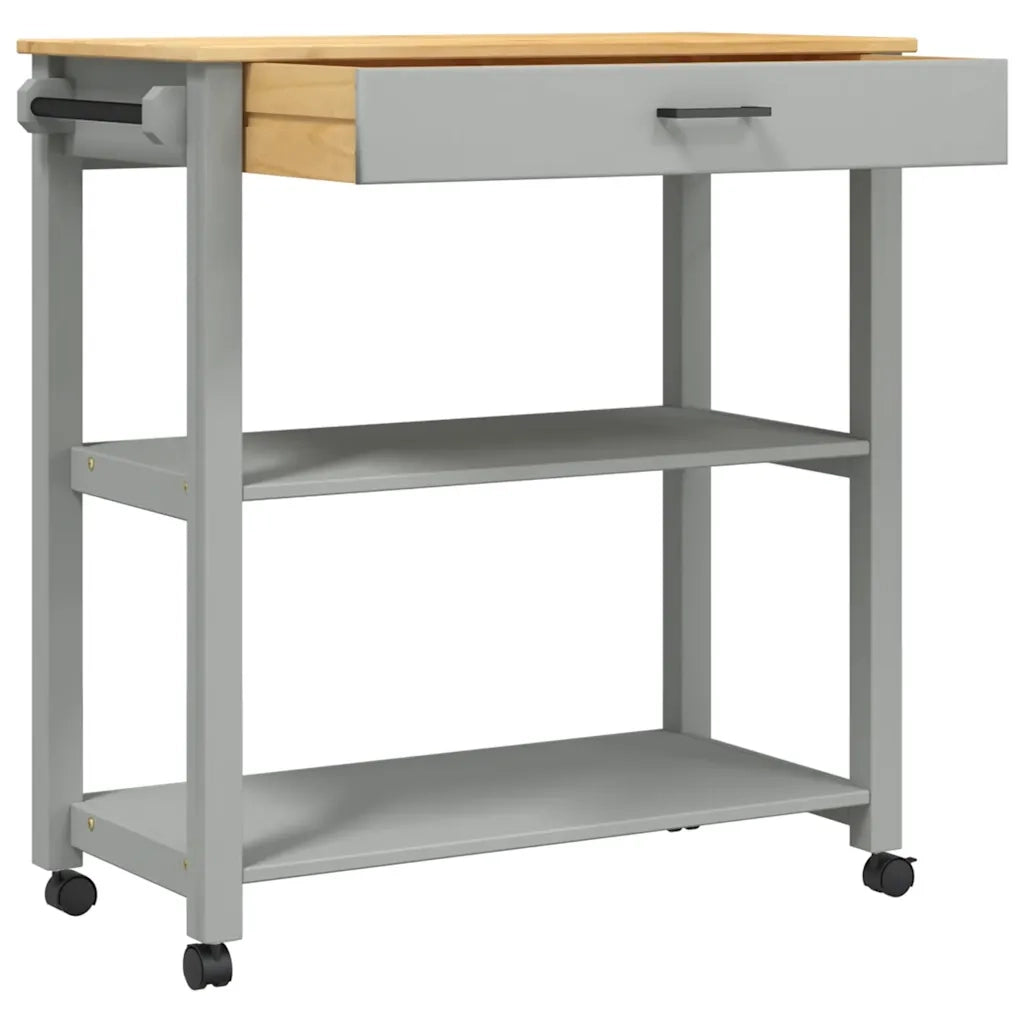Carrello da Cucina MONZA 84x40x88,5 cm in Legno Massello di Pino 376104