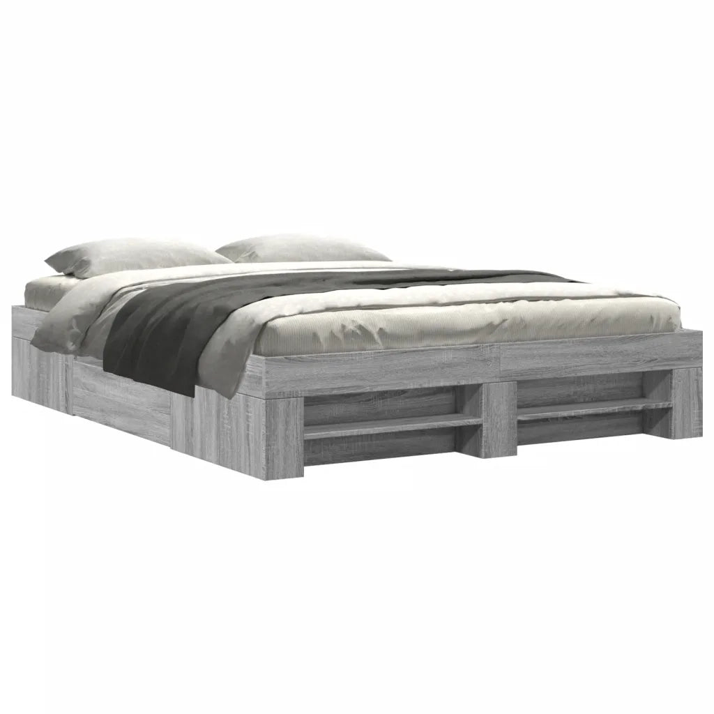 Letto matrimoniale | Letto per adulti | Giroletto Grigio Sonoma 150x200 cm in Legno Multistrato