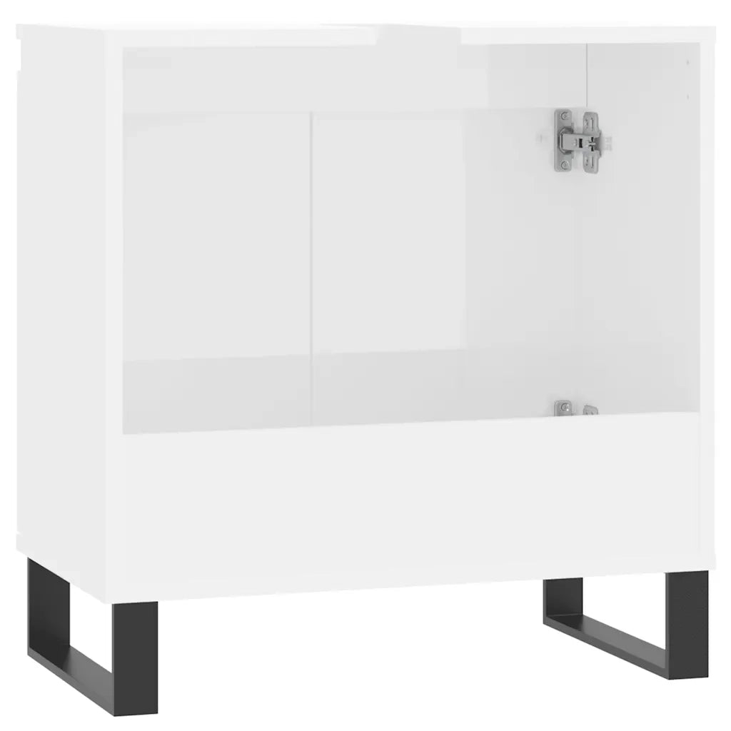 Armadietto Bagno | Armadio da bagno Bianco Lucido 58x33x60cm in Legno Multistrato