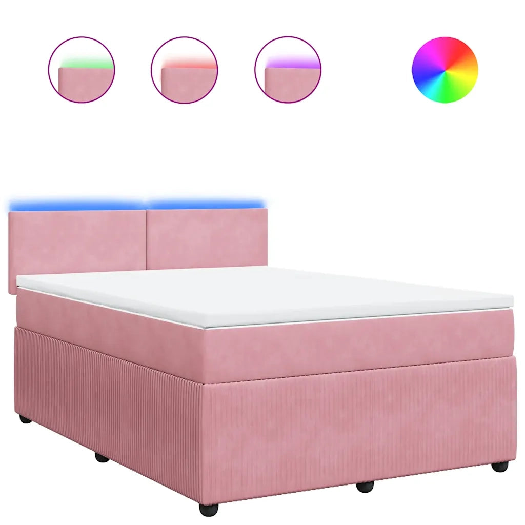 Giroletto a Molle con Materasso Rosa 140x190 cm in Velluto