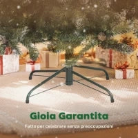 Albero di Natale Innevato Alto 180 cm con 910 Rami e Pigne, Base in Metallo Pieghevole, Verde