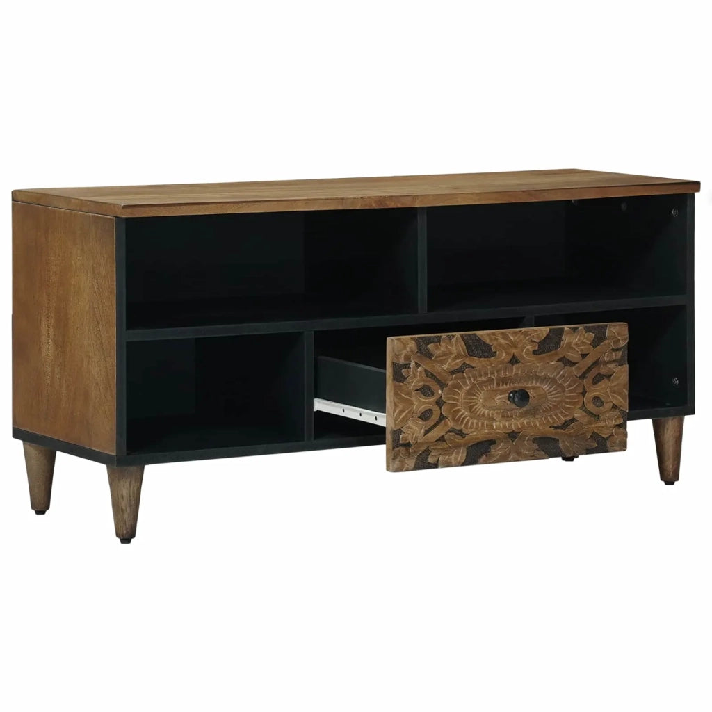 Mobile TV Marrone 100 x 33,5 x 46 cm Legno di mango massello 4018348