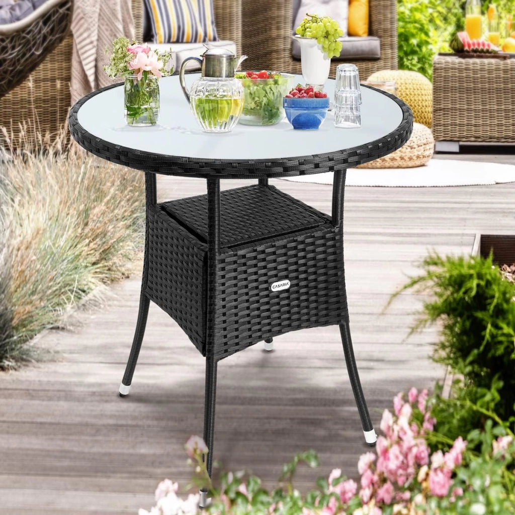 Casaria Set Mobili Balcone Tavolo e 2 Sedie in Polyrattan da Giardino Esterno Terrazza Outdoor