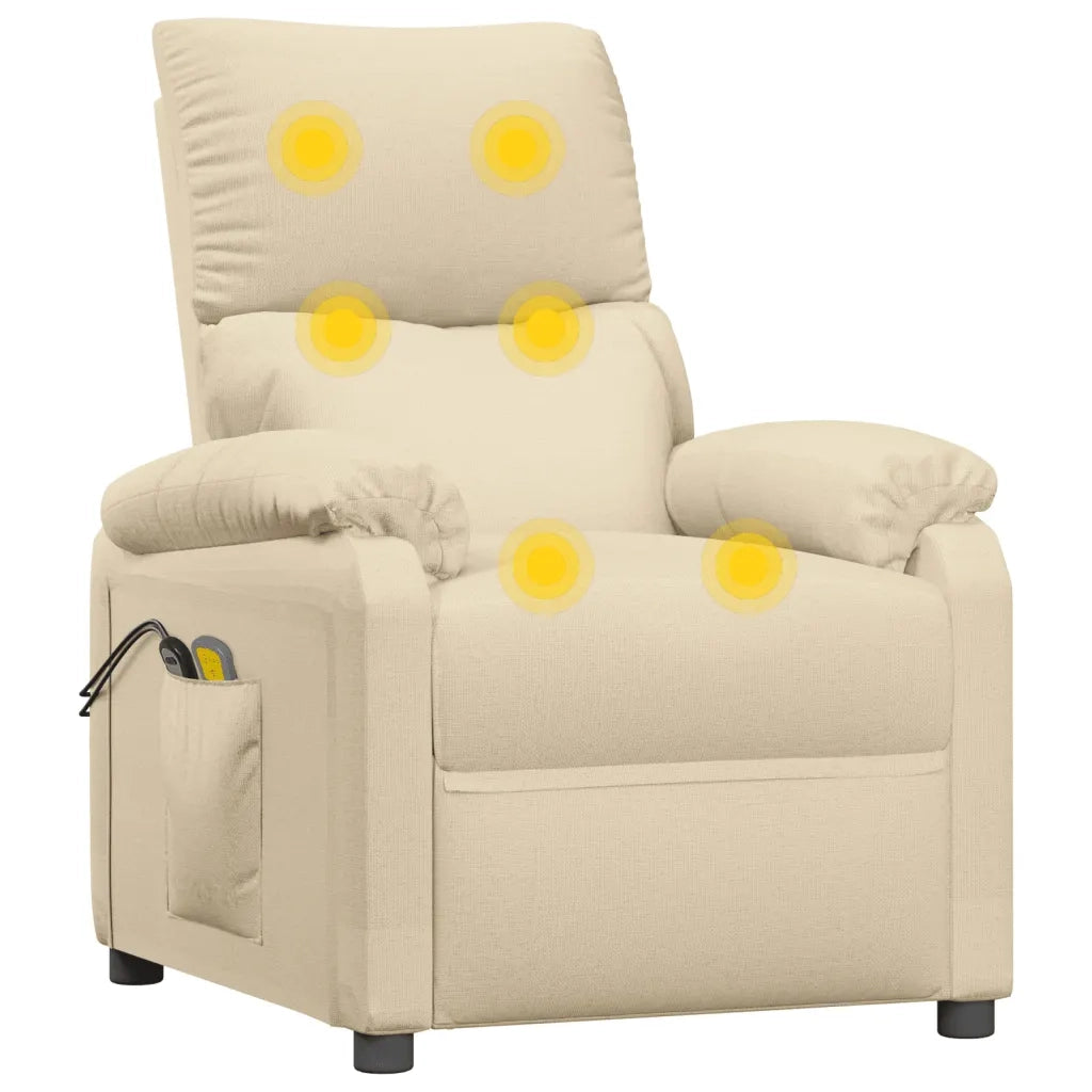 Poltrona Massaggiante | Sedia Relax Elettrica Crema in Tessuto