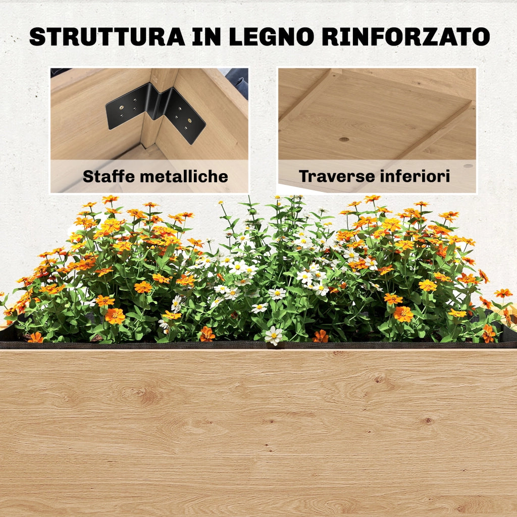 Letto per Orto Rialzato a 2 Livelli con Ripiani in Legno, 119.5x102x76.5cm, Marrone