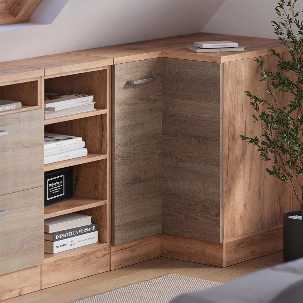 Mobile sottotetto Mobile angolare Rion, Sonoma, 75.6 x 81.6 cm con 1 porta, carcassa dell’armadio profondità 60 cm, adatto per il salvaspazio sotto tetti spioventi