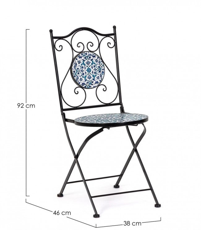 Set 2 Sedie Pieghevoli Acciaio Nero da Giardino - BYZANTINE