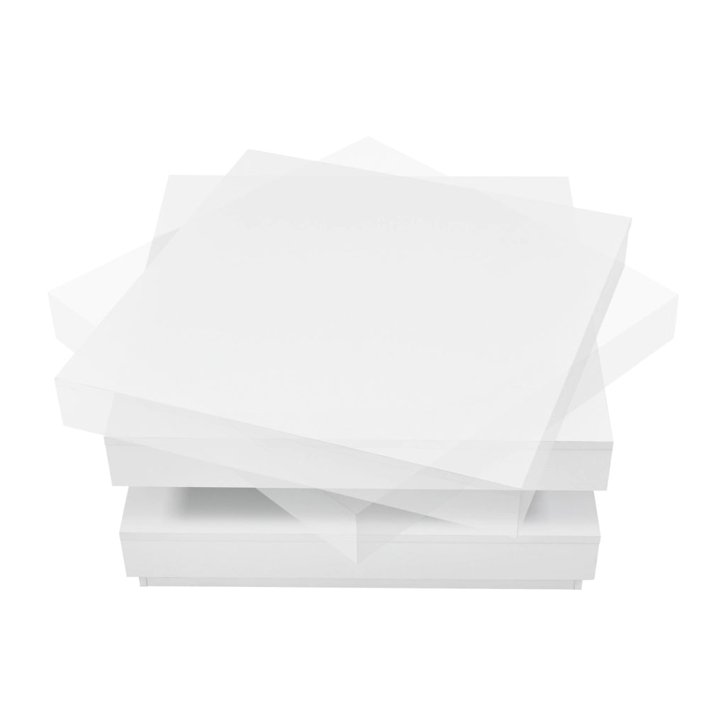 Tavolino da Caffè Florenz con Piano Girevole per Salotto Soggiorno 76 x 76 x 38 cm - Bianco [en.casa]