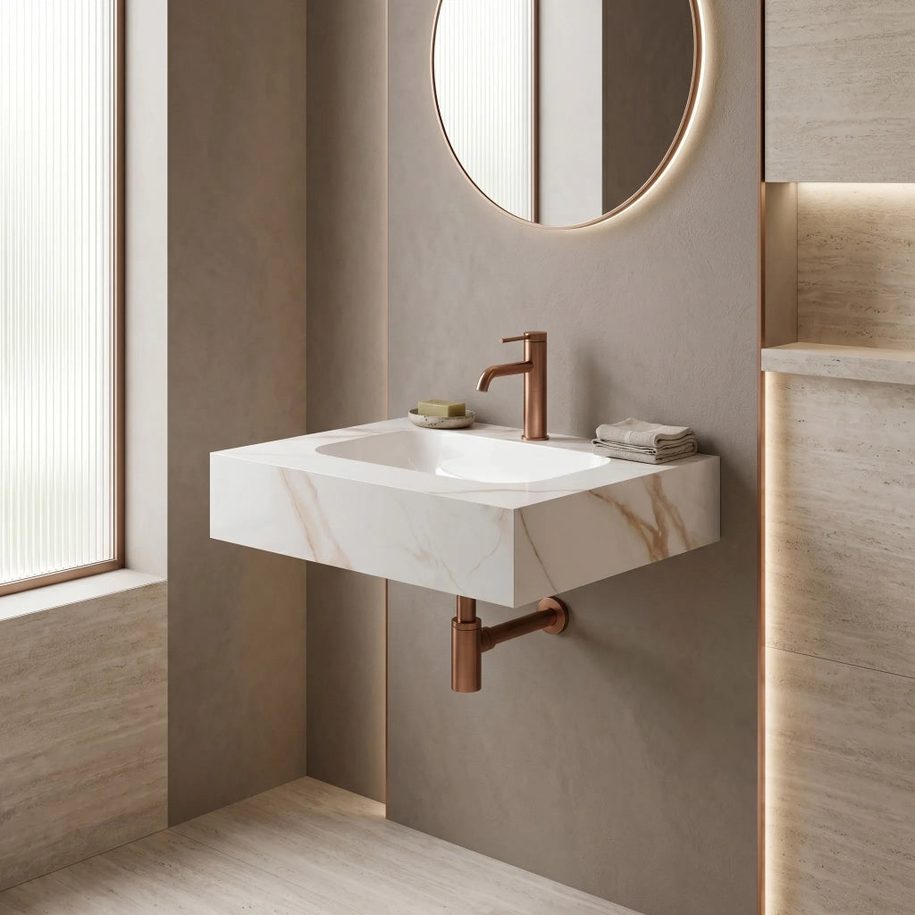 Lavabo Sospeso Rea Aresa Grey Gold 60