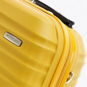 Valigetta da viaggio, bagaglio da cabina, valigetta rotante, scala rigida in ABS con 4 ruote a rotazione, chiusura a cifre, maniglia telescopica, Linea Groove, giallo, valigetta per cosmetici