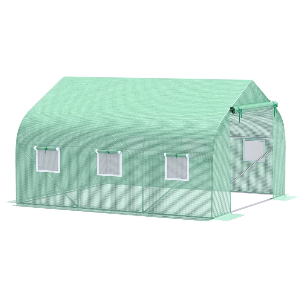 Serra da Giardino con Tetto Spiovente ¨C zephmum ¨C Verde 3.5x3x2m PE