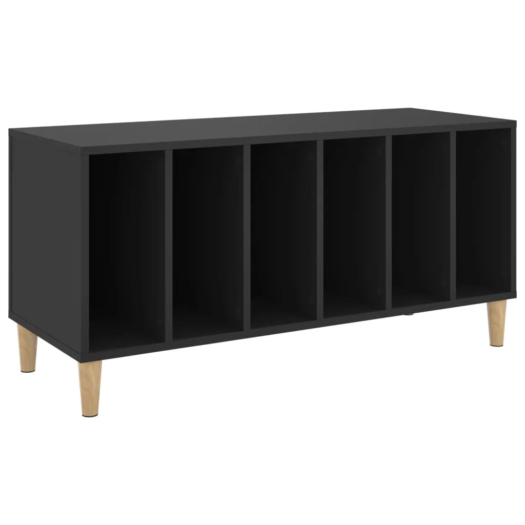 Mobile porta dischi pratico con vano contenitore 100 x 38 x 48 cm realizzato in legno composito nero 02_0049216