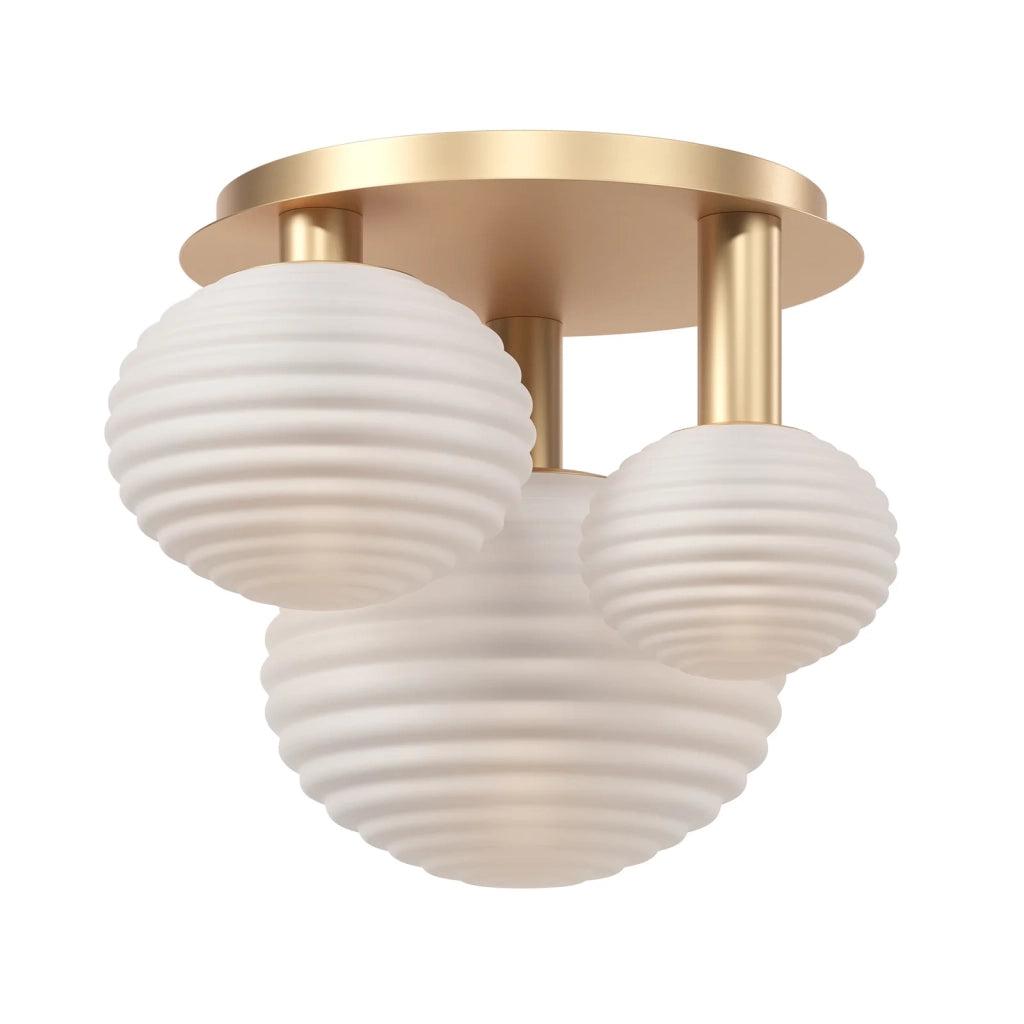 Maytoni Plafoniera moderna Reels 3 luci E14 oro metallo vetro
