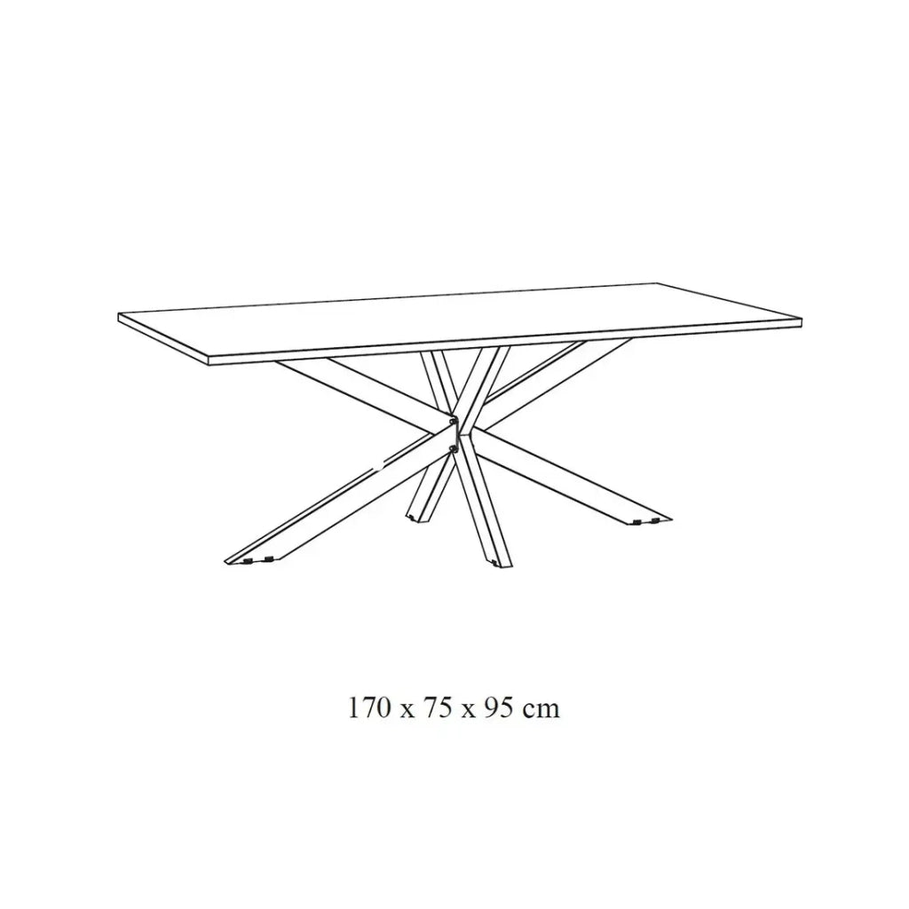 Tavolo 8 persone per sala da pranzo collezione LOFT colore rovere chiaro. Gambe in metallo.