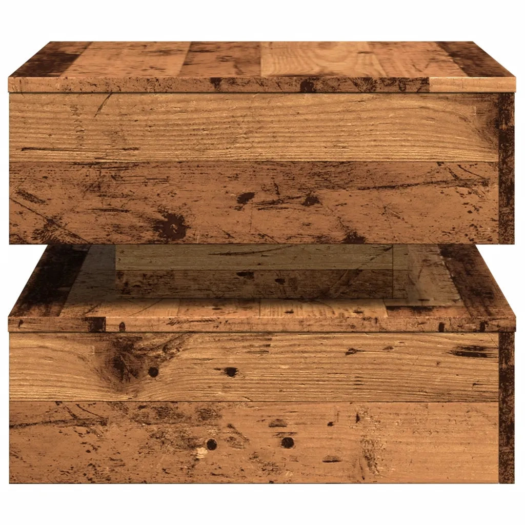 vidaXL Tavolino da Salotto con Luci LED Legno Antico 50x50x40 cm