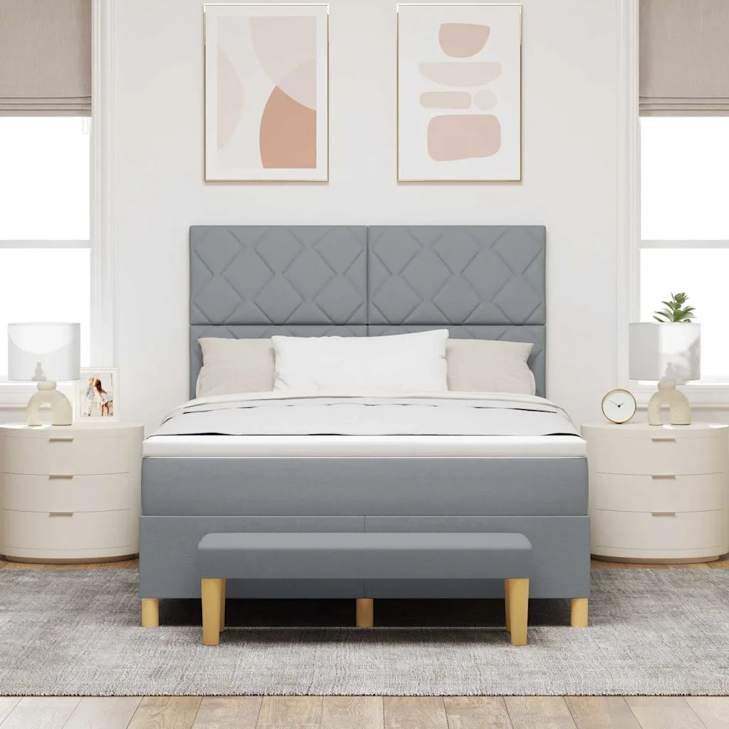 Letto a molle con materasso Grigio chiaro 140 x 200 cm Tessuto 3344380