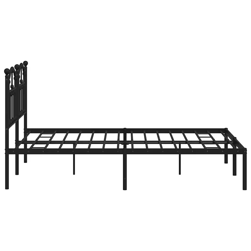 Giroletto con Testiera-Struttura Letto con testiera in Metallo Nero 140x190 cm 160976