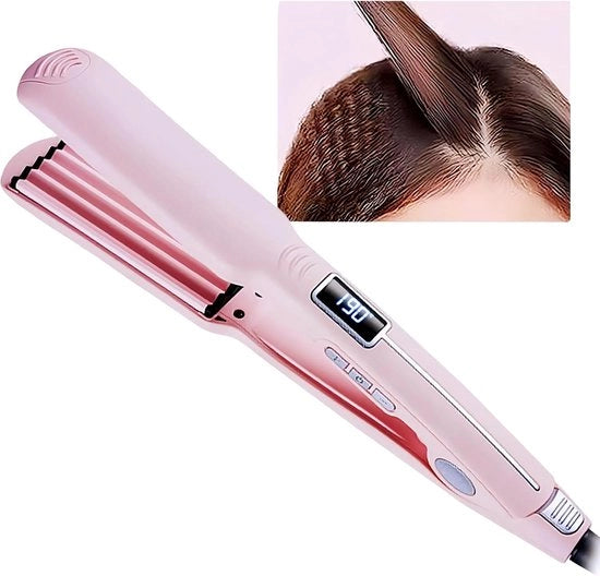 Krultang e Stijltang 2-in-1 Professionale, Idratante per Volume con Display LCD, Regolazione di Temperatura, Riscaldamento Rapido, Stile con Durata.