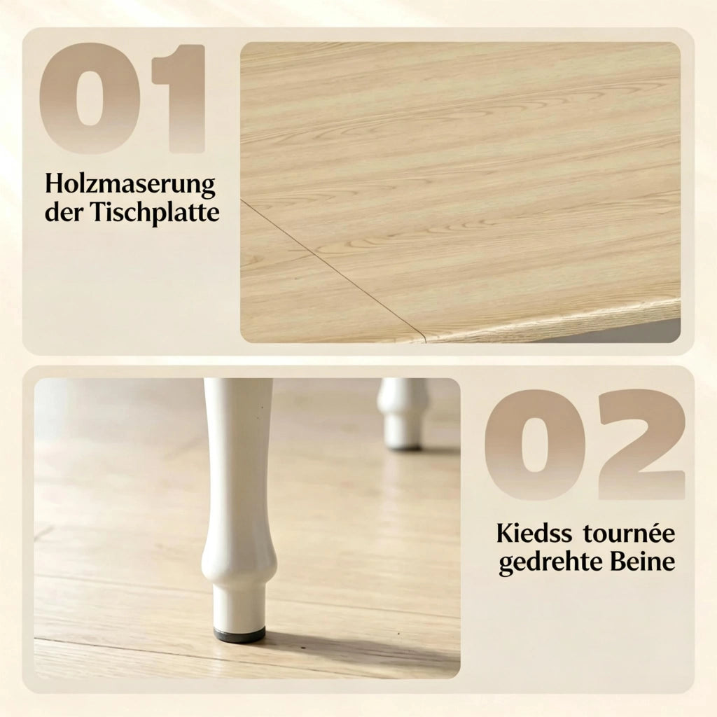 Tavolo da pranzo - pieghevole per 2-6 persone - estraibile 74-134 cm - 2 unità - piedi in acciaio - naturale