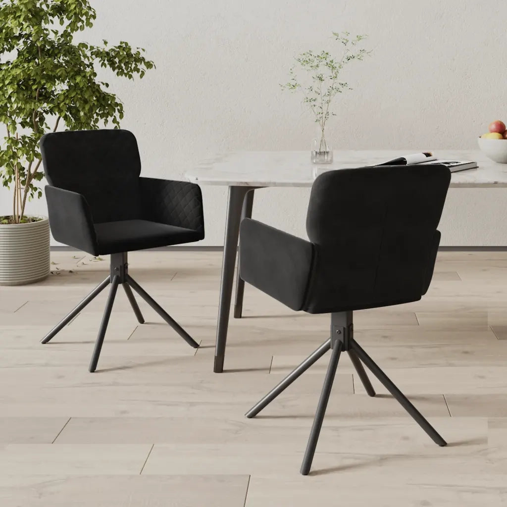 Sedie da Pranzo Girevoli 2 pz Nere in Velluto 344796