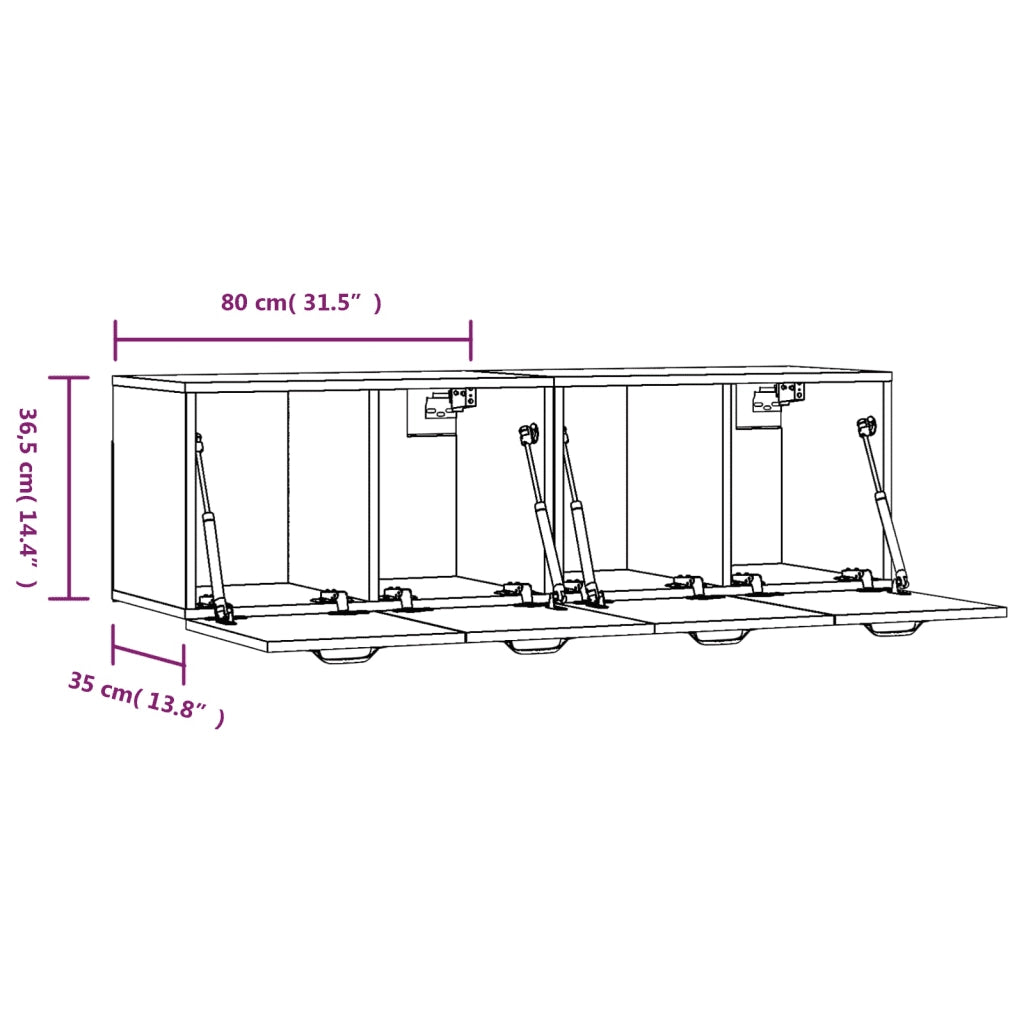 Mobili Parete 2 pz Rovere Fumo 80x35x36,5 cm Legno Multistrato 3115657