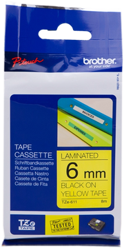 Brother TZE-611 nastro per etichettatrice Nero su giallo