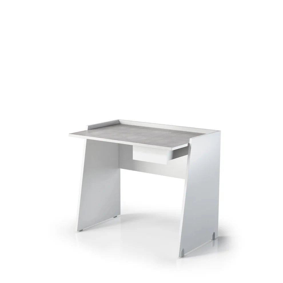 SCRIVANIA 90X60XH80CM 1 CASSETTO BIANCA/CEMENTO.