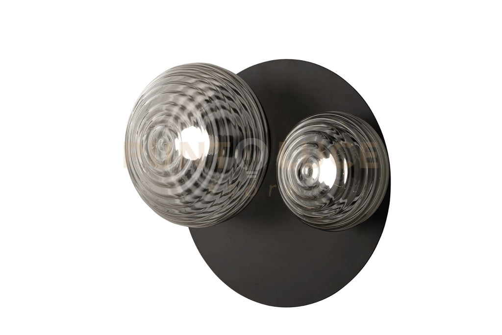 PLAFONIERA TONDO/2 NERO BASE NERO 2 VETRI FUME' 1 LUCE ATTACCO E14 1 LUCE ATTACCO E27 D.52CM