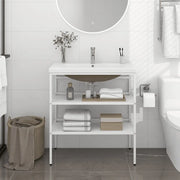 Telaio per Lavabo da Bagno con Lavabo Integrato-Struttura per Lavabo da Bagno Bianco in Ferro 964869