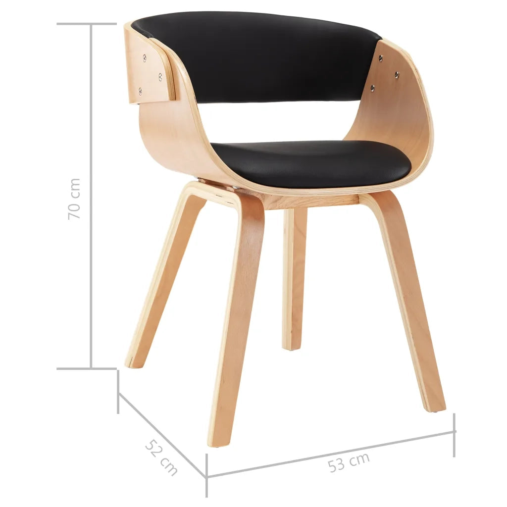 Sedia da Pranzo Nera in Legno Piegato e Similpelle 283113