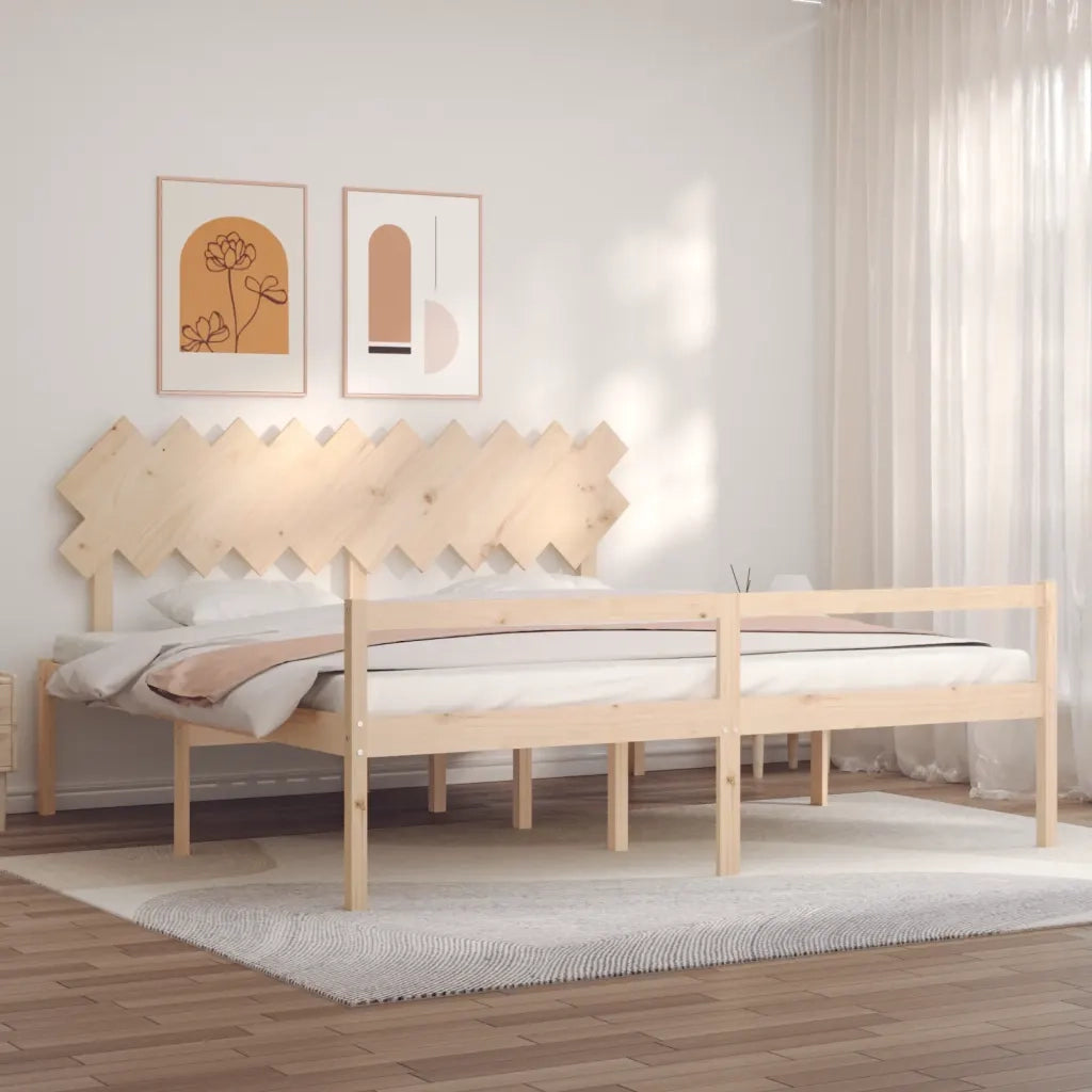 Letto per Anziani con Testiera-Struttura Letto per Anziani 200x200 cm in Legno Massello 464176