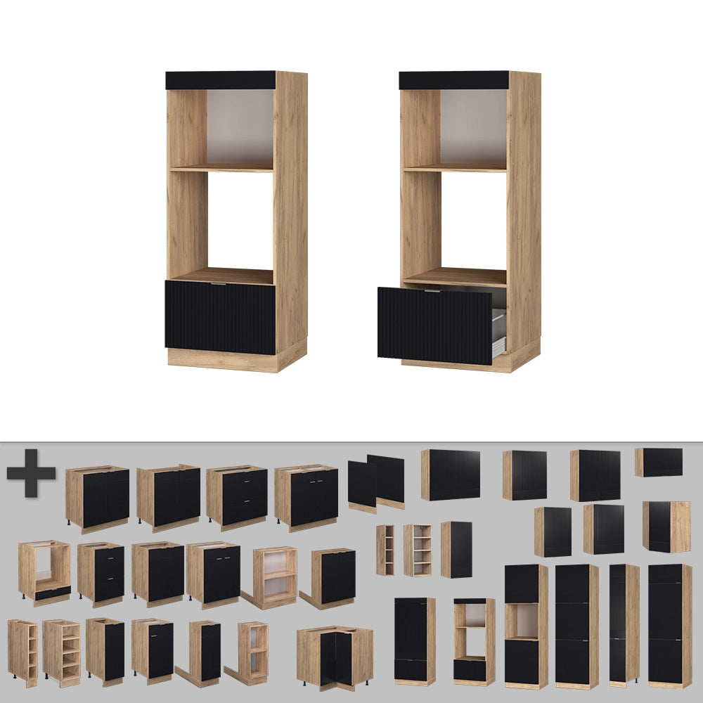 Vicco Set mobili bagno Nero a righe 60 cm aperto