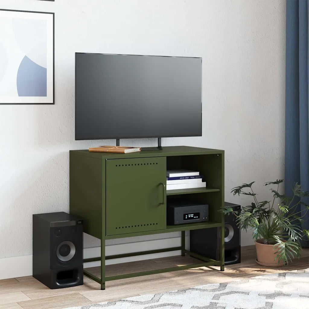 Mobile TV Verde Oliva 68x39x60,5 cm in Acciaio