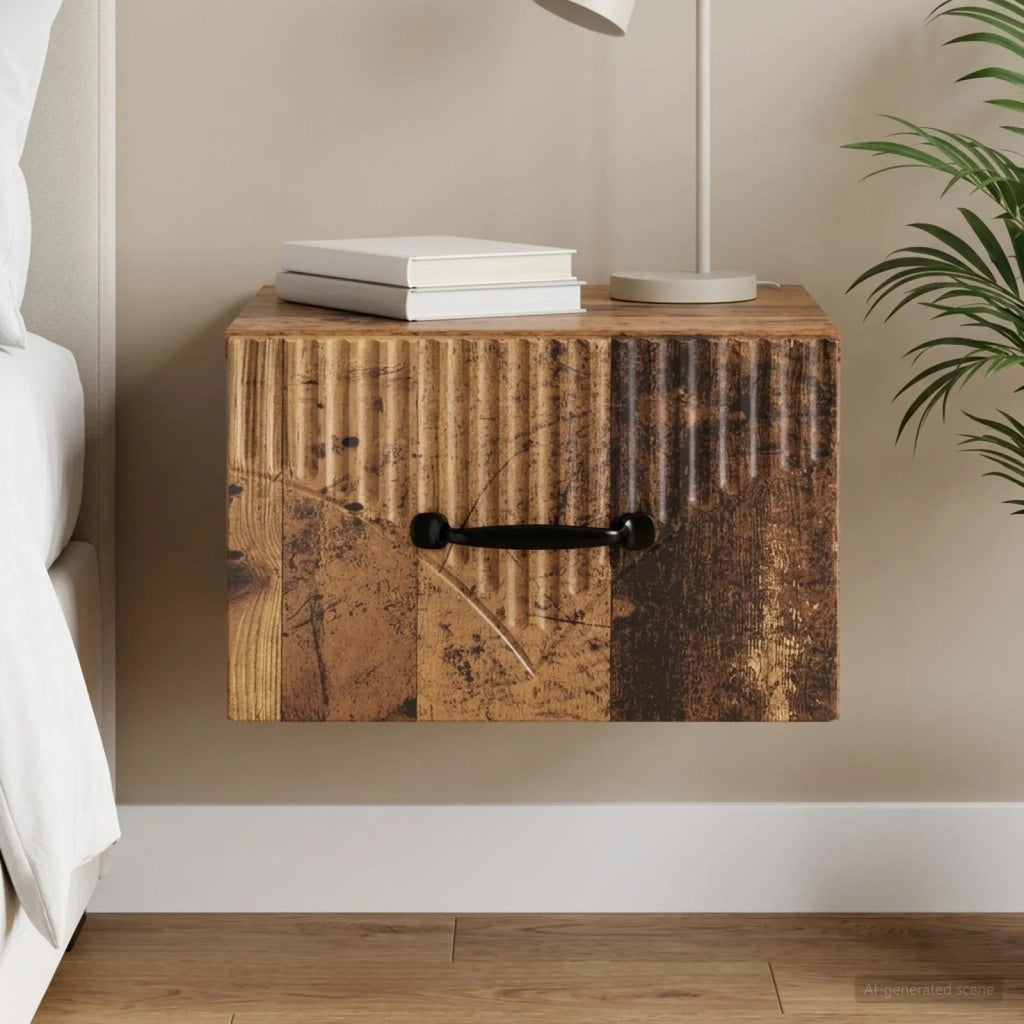 Mobiletto da notte a muro Legno antico 34,5 x 33 x 20 cm 898951
