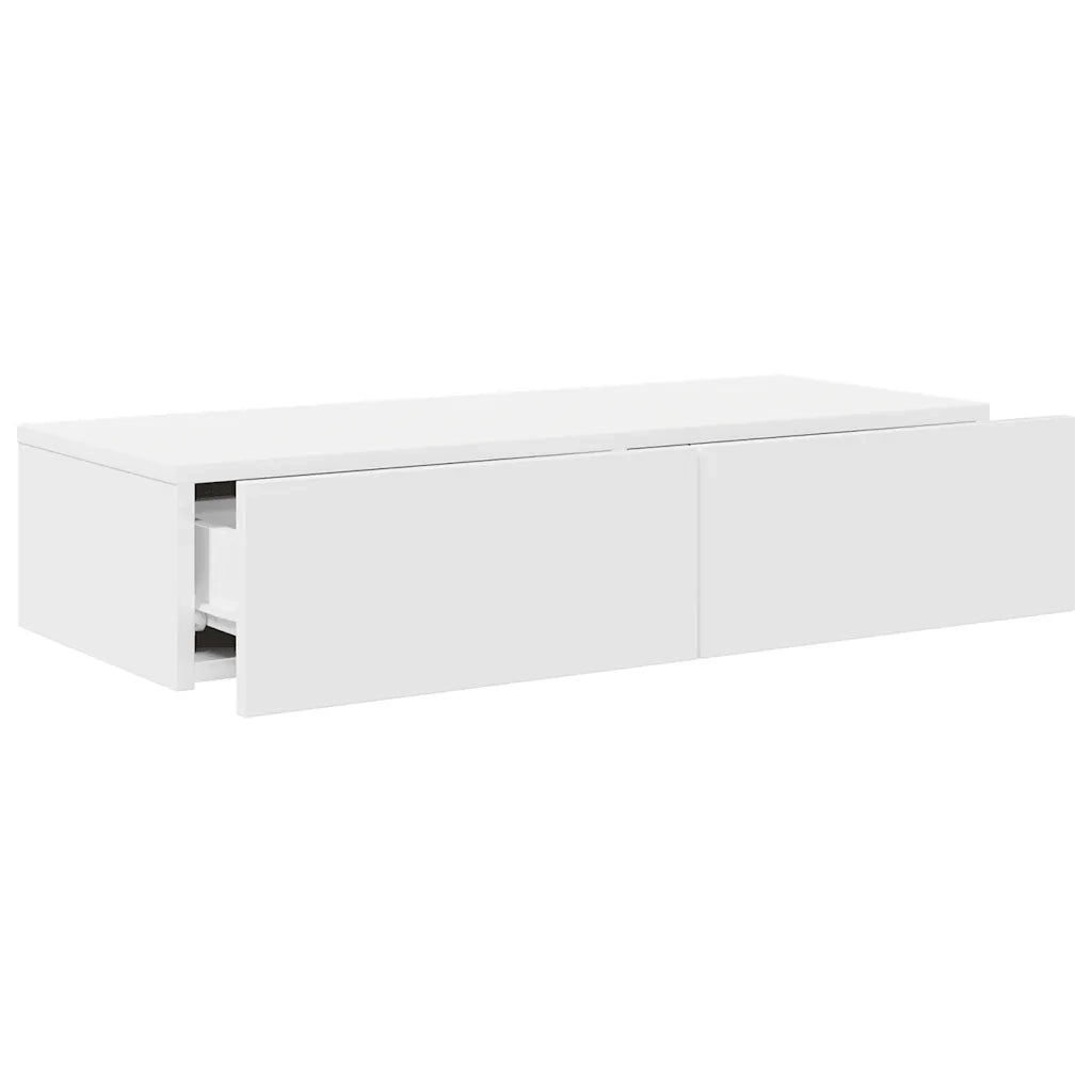 Scaffale a Parete con Cassetti Bianco 80x33x17 cm in Truciolato
