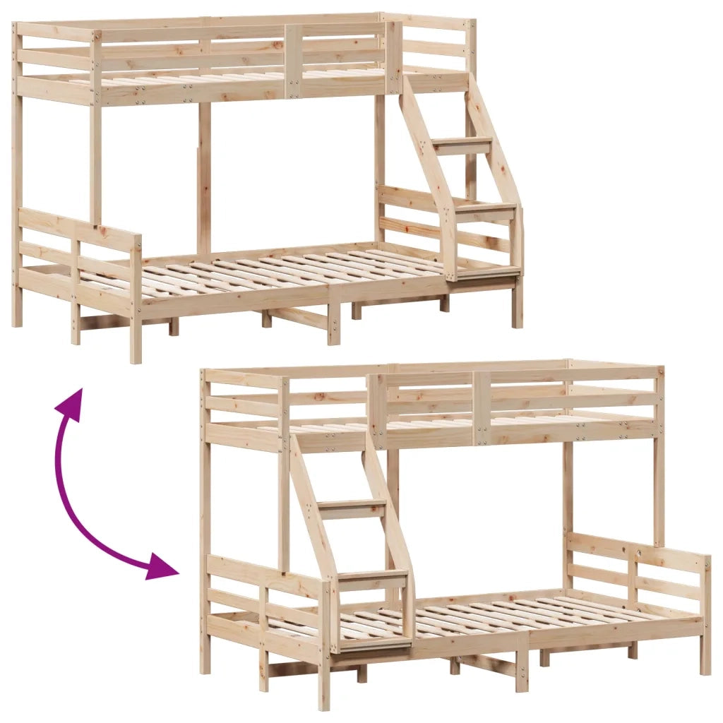 Letto da camera | Letto a Castello 80x200/120x200 cm in Legno Massello di Pino