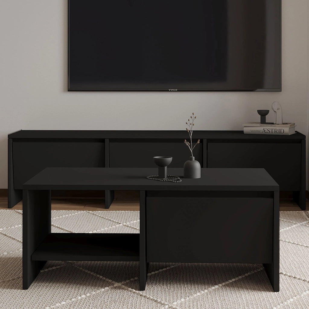 Tavolino in legno "Laris" - 90 x 45 x 35 cm - Nero