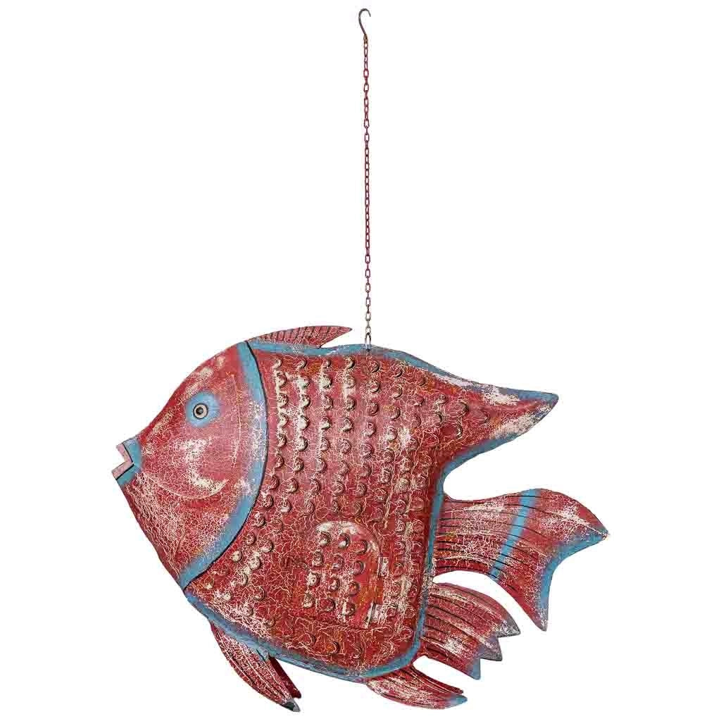 Portacandele pesce in ferro multicolore 110x13x80 cm