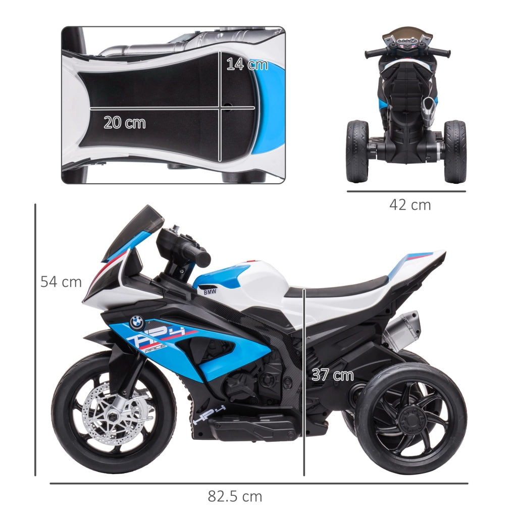 Moto per Bambini BMW HP4 con Musica e Fari ¨C zephmum ¨C Blu, PP e Metallo, 82.5x42x54 cm