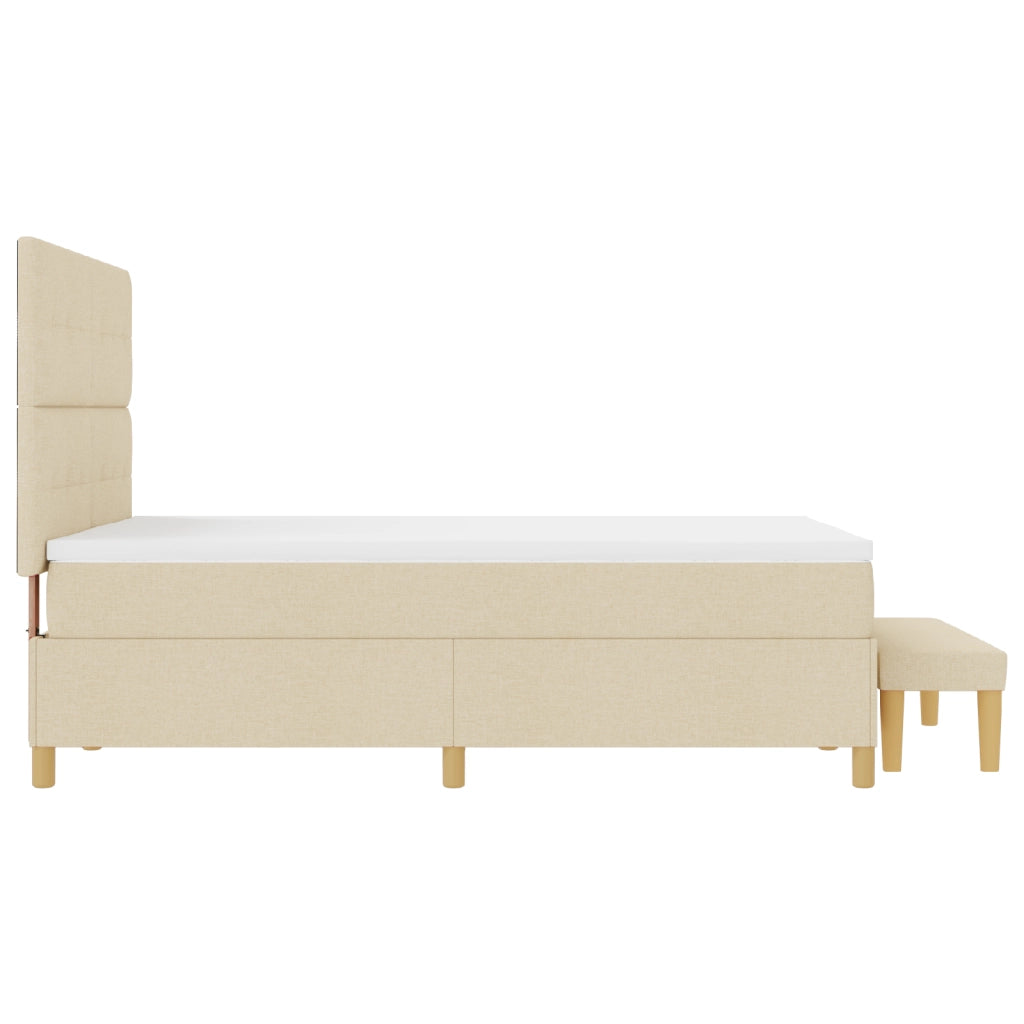 Letto con Materasso e Panchina Crema 160x200 cm Tessuto