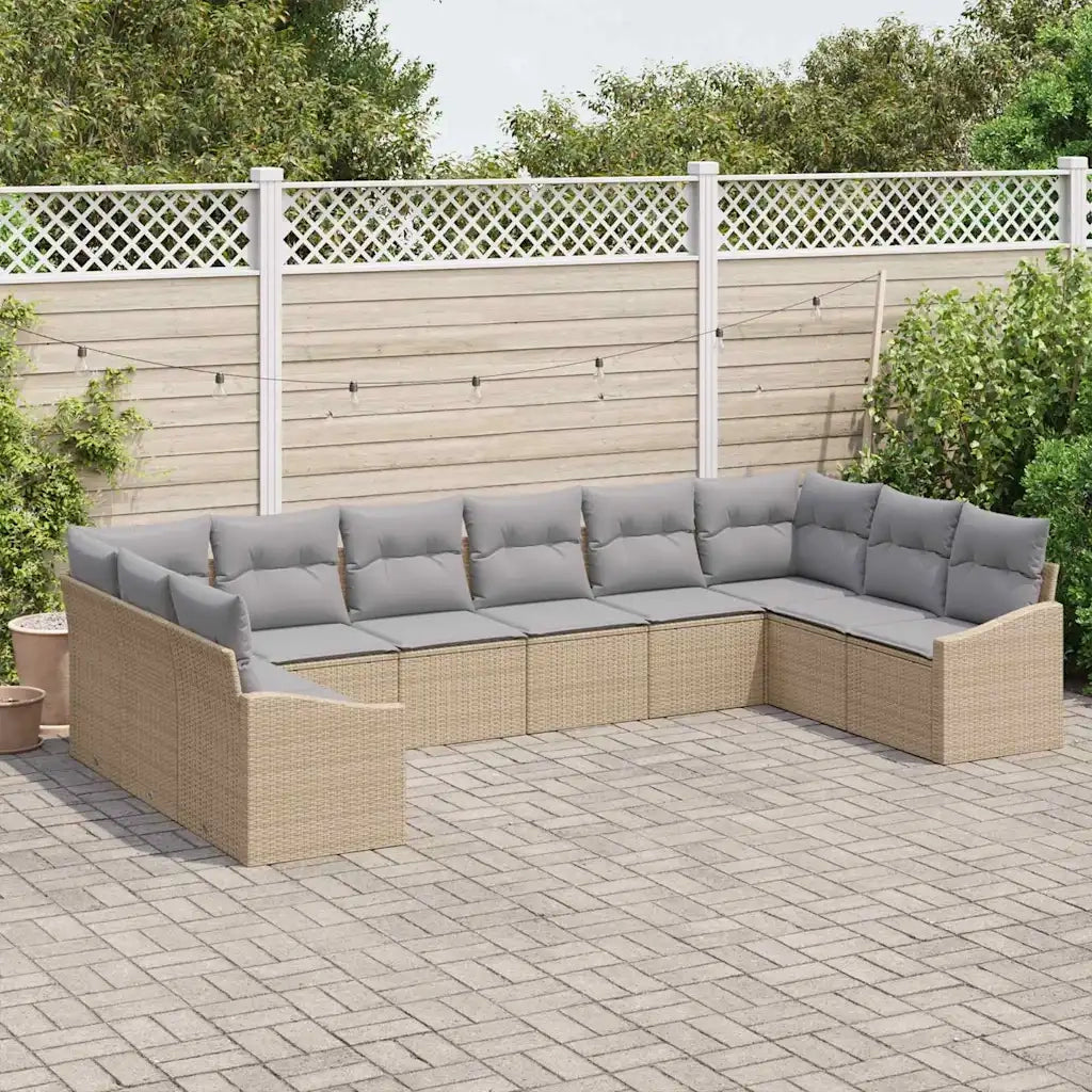 Set Divano da Giardino 10 pcs Beige e Grigio Chiaro polyrattan 3355569