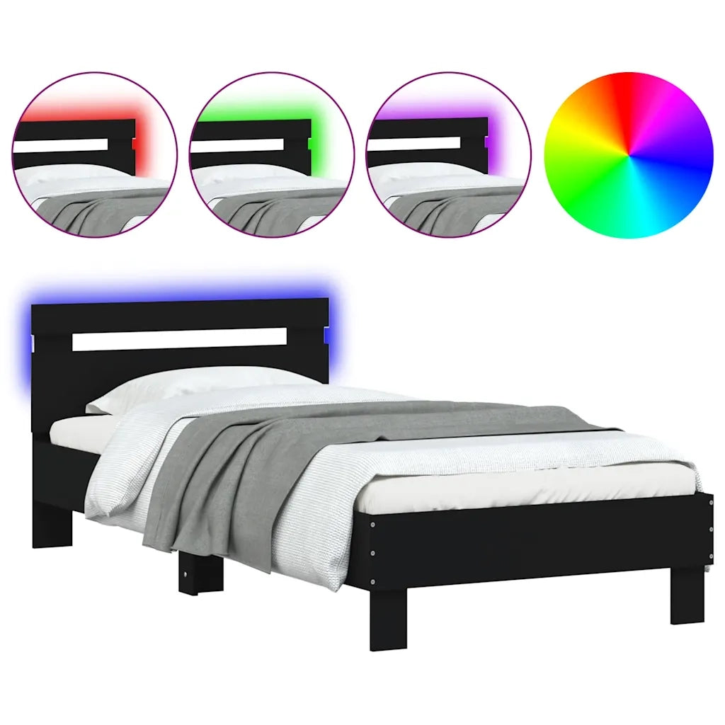 Giroletto con Testiera e LED Nero 75x190 cmcod mxl 110667