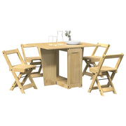 Set da Pranzo 5 pz Corona Pieghevole Marrone Cera in Pino