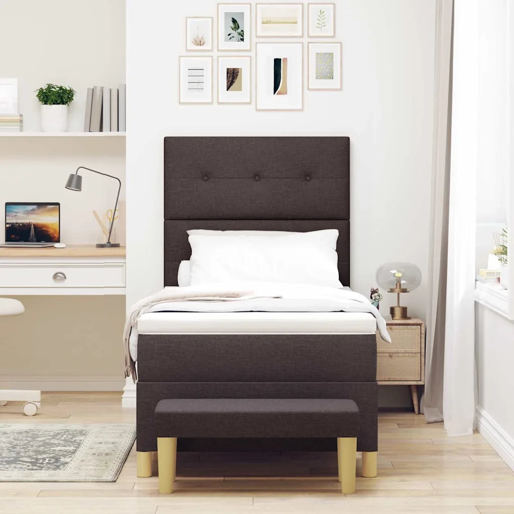 Letto a molle con materasso Marrone scuro 80 x 200 cm Tessuto