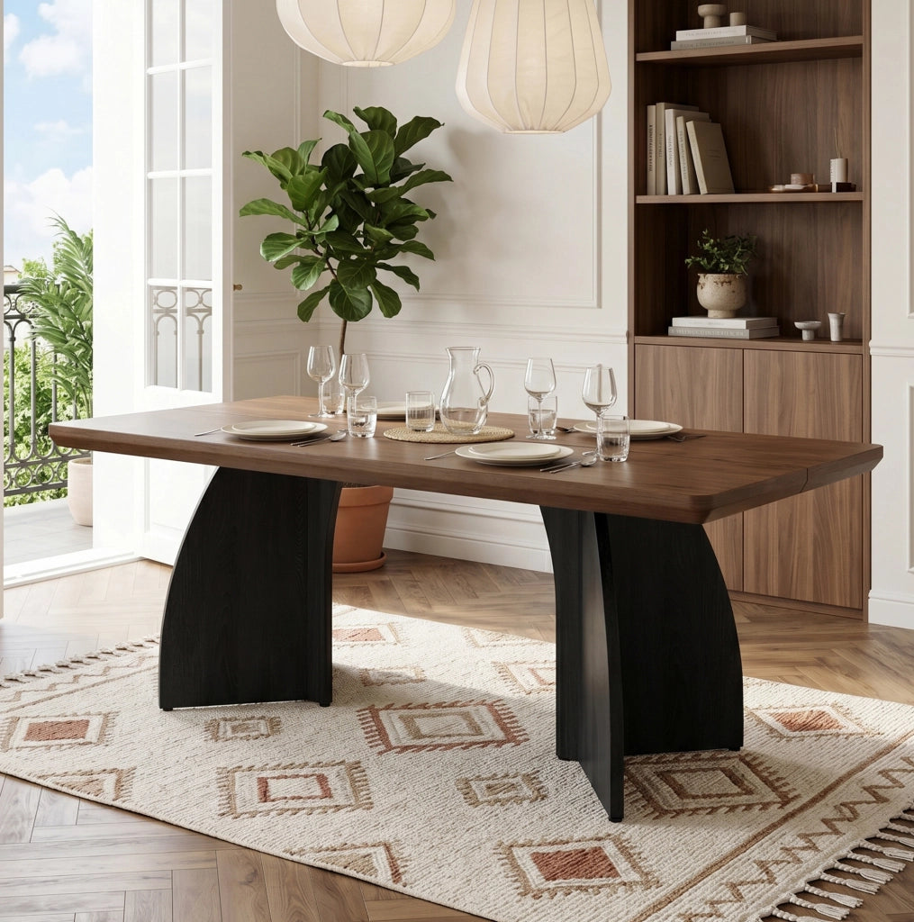 Tavolo da pranzo 160x80x76 cm per 4-6 persone con piano da 4 cm in MDF noce
