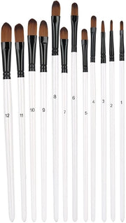Set di pennelli per pittura 12 pezzi - Pennelli per acrilico/olio/aquarello - Facili da pulire - Diverse misure/forme - Punta acuminata - Pennelli per pittura