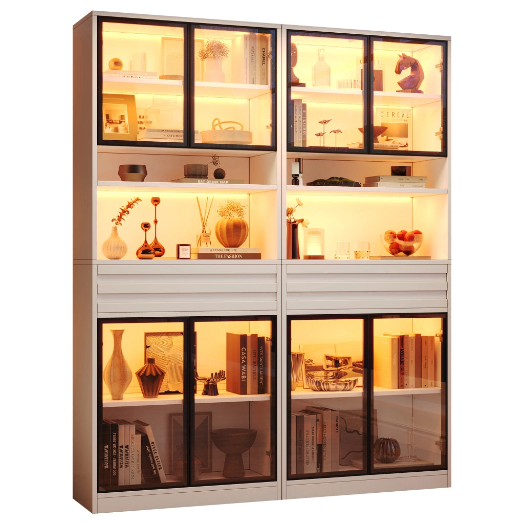 Vetrina con illuminazione LED controllabile tramite app in MDF bianco