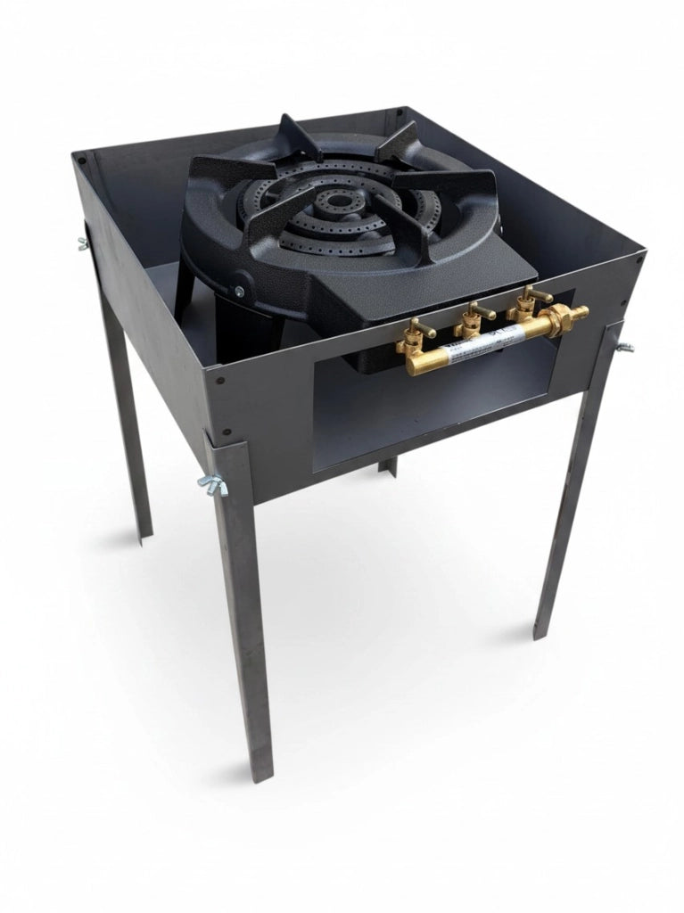 Supporto in Ferro per Fornellone a Gas, 41x41x63,5 cm H, Struttura con Gambe in Ferro CON fornellone 3 corone