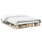 Letto matrimoniale | Letto per adulti | Giroletto Rovere Sonoma 150x200 cm in Legno Multistrato